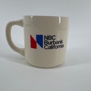 NBC Vintage Coffee Mug Cream Burbank California Logo Studio Media